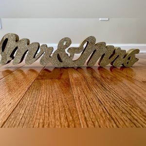 Sparkly gold Mr and Mrs sign wedding